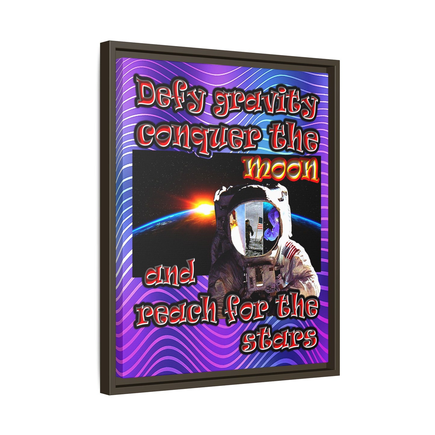 defy conquer reach - framed canvas art (purple wave)
