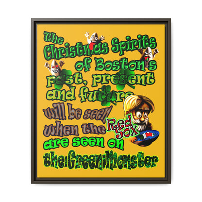 christmas spirits of boston - framed canvas art (yellow)