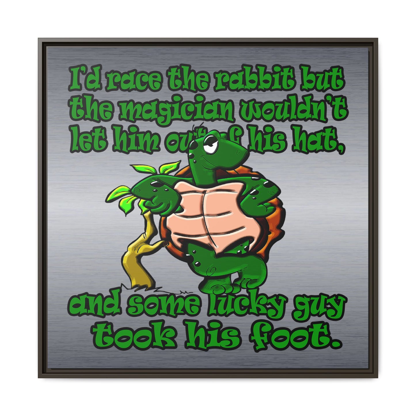 turtle race - framed canvas art (brushed nickel)