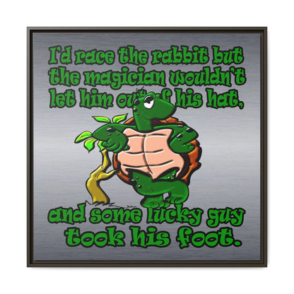 turtle race - framed canvas art (brushed nickel)