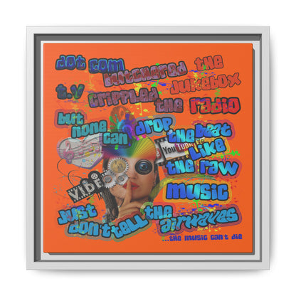 drop the beat - framed canvas art (orange)