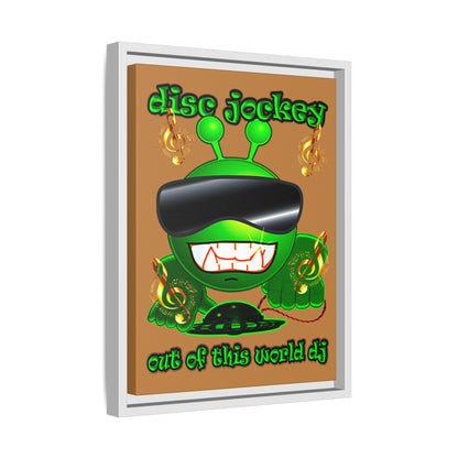 disc jockey - framed canvas art (light brown)