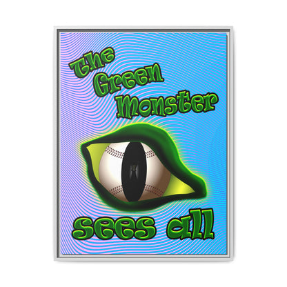 green monster - framed canvas art (light blue-purple wave)