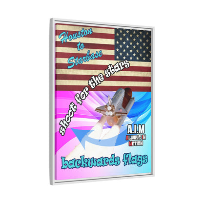 shoot for the stars - framed canvas art (light blue-pink wave)