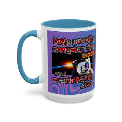 defy conquer reach - Accent Mug (light blue-purple wave)