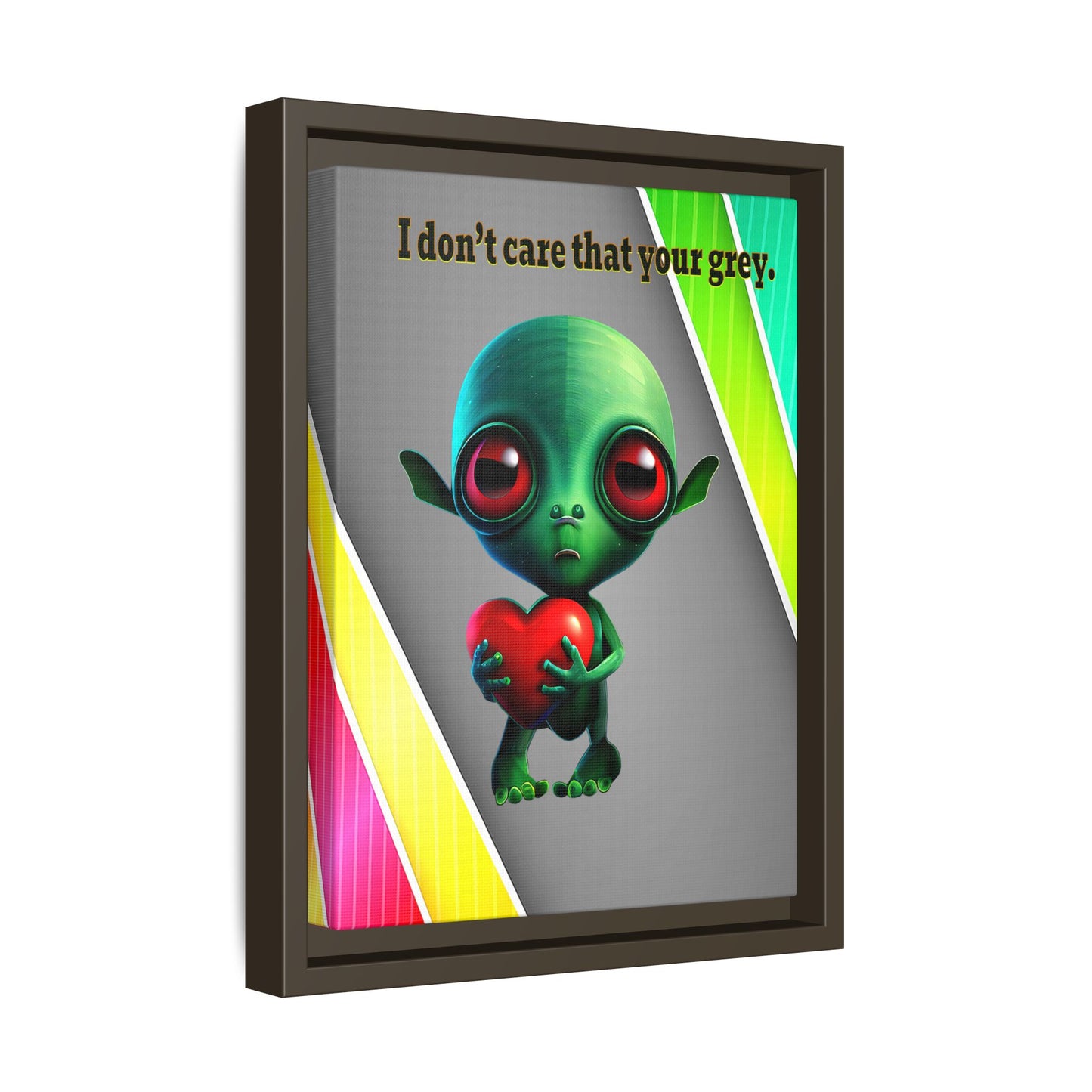 I don't care that your grey - framed canvas art (rainbow split)