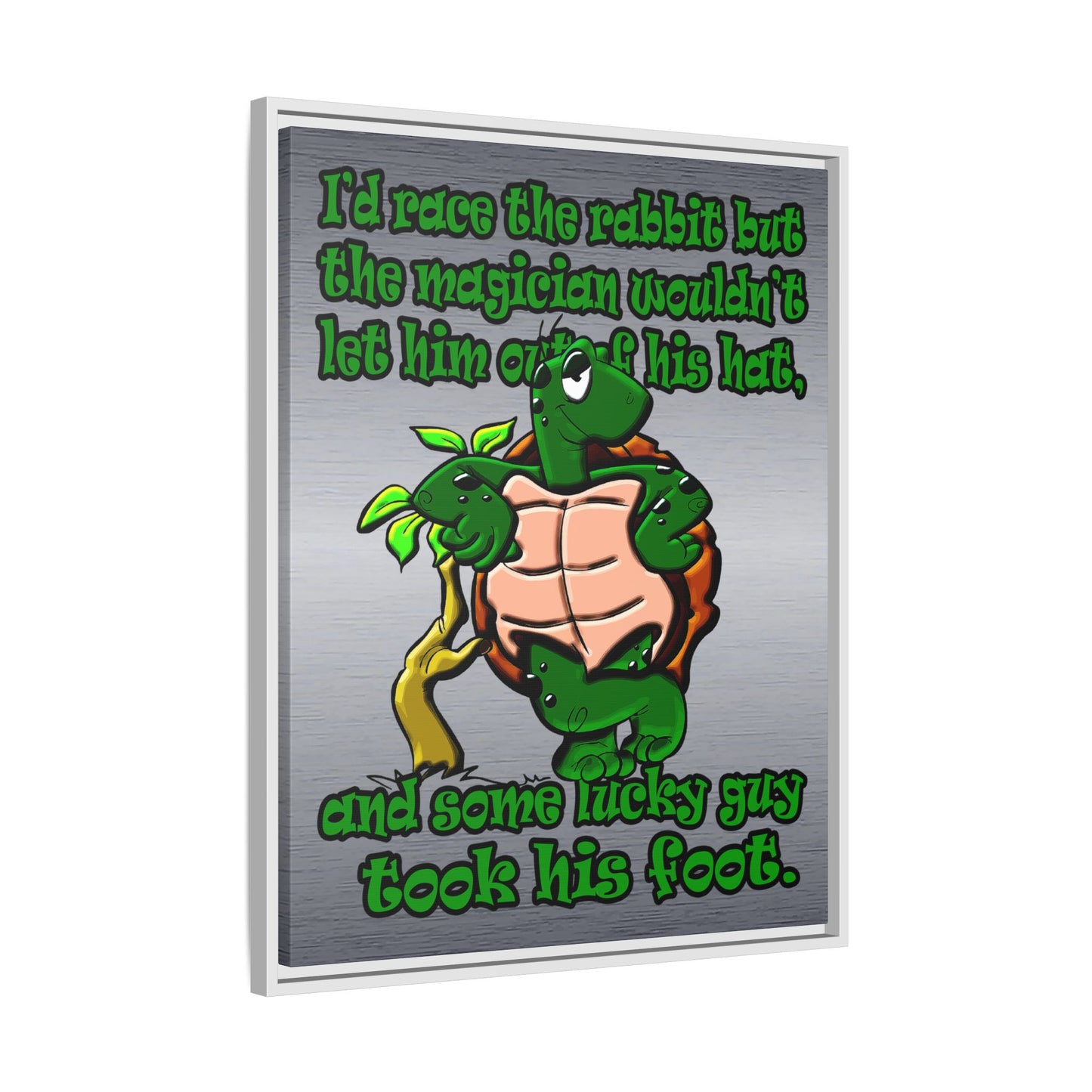 turtle race - framed canvas art (brushed nickel)