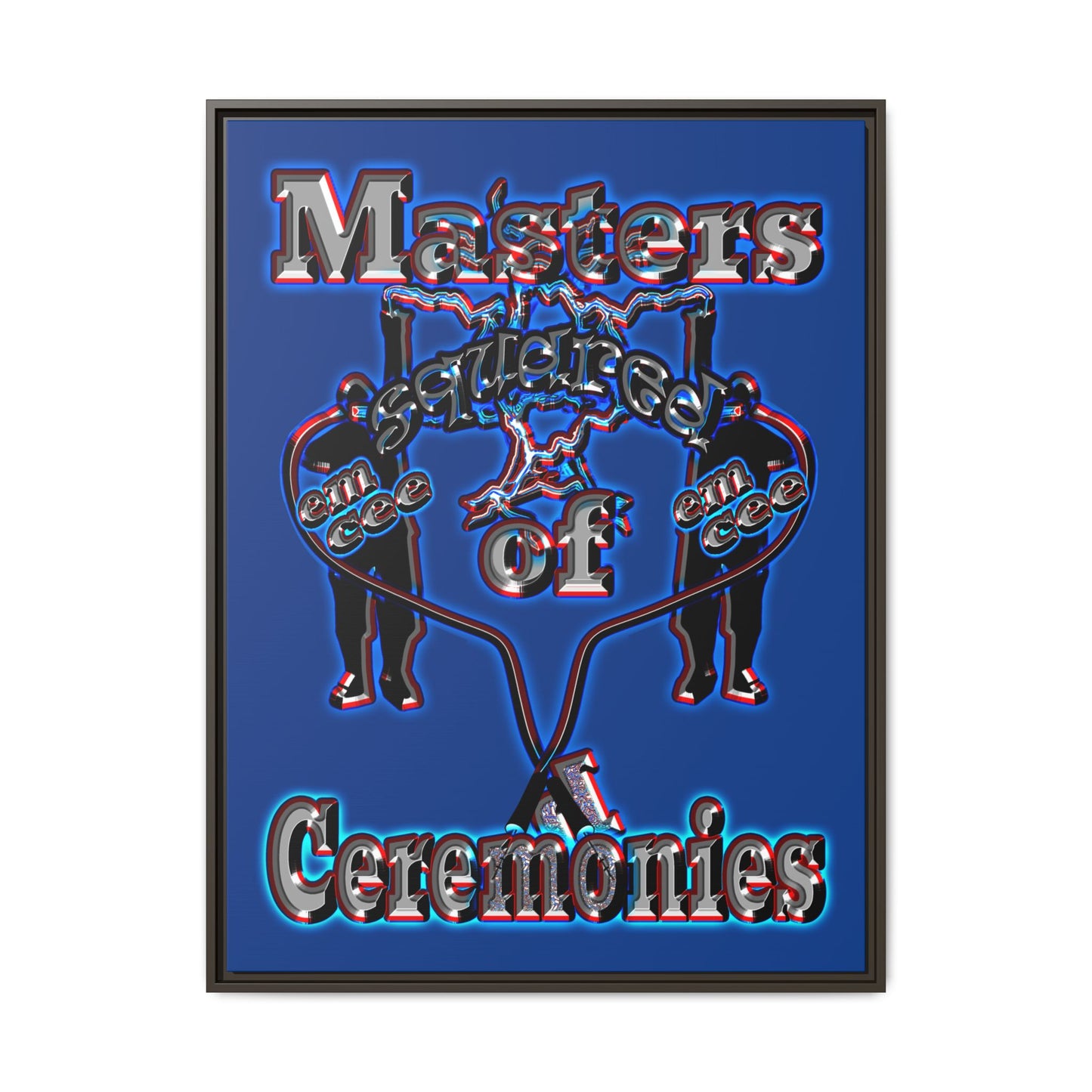 em cee squared - framed canvas art (dark blue)