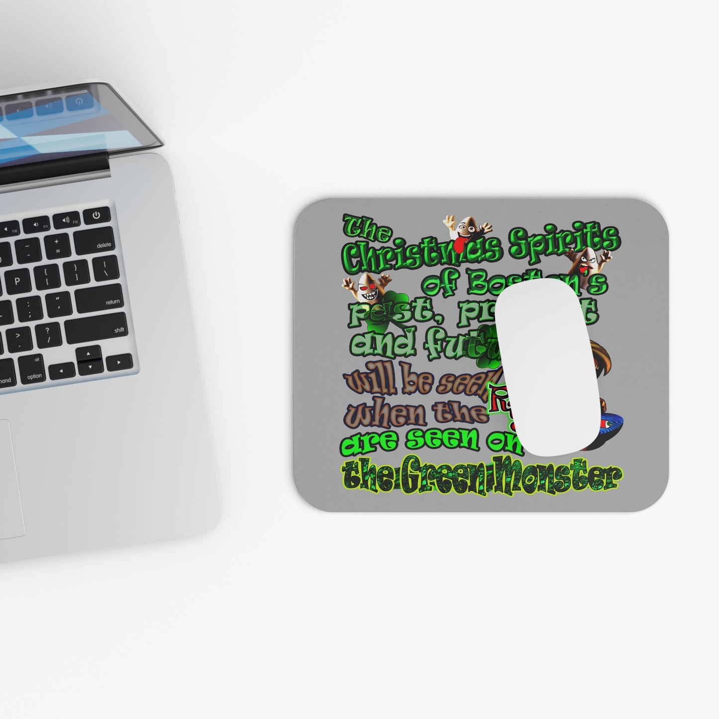 christmas spirits of boston - Mouse Pad (Rectangle) (light grey)