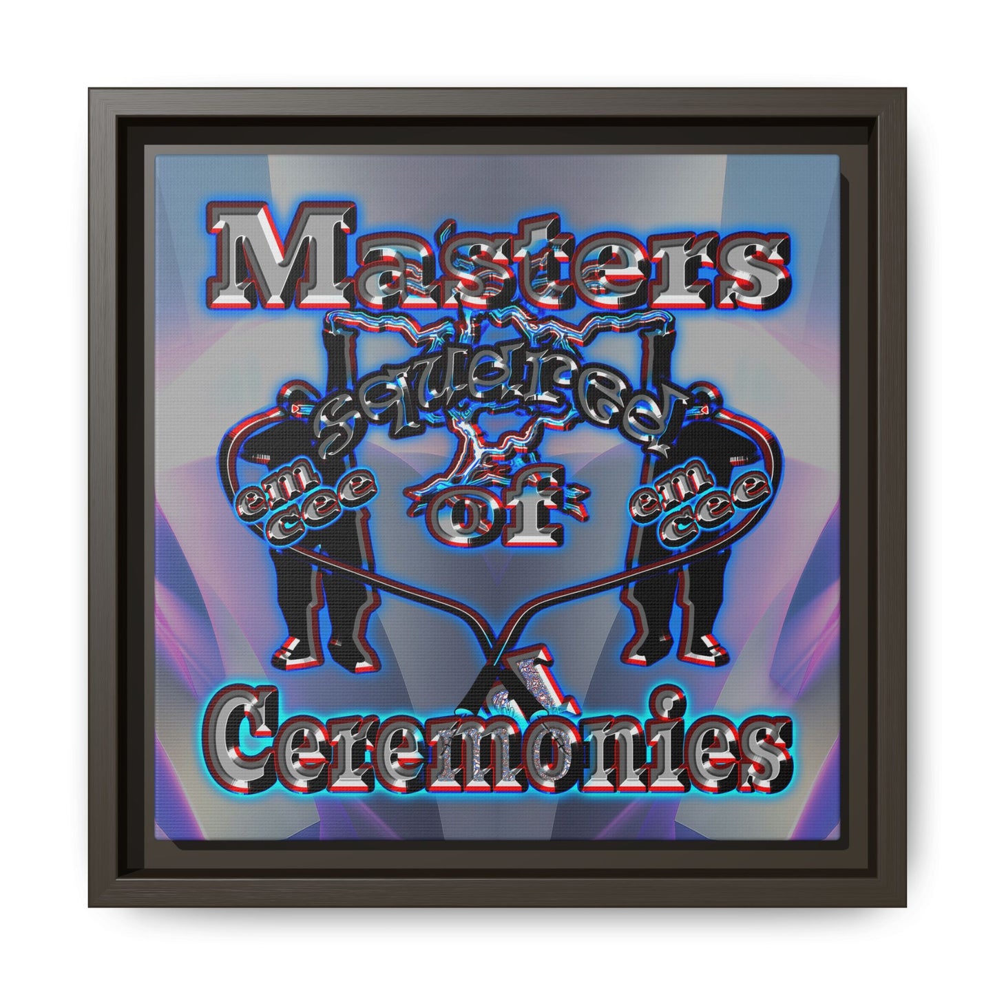 em cee squared - framed canvas art (grey-pink wave)