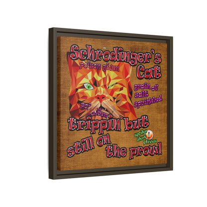 schrodinger's cat - framed canvas art (brown papyrus)