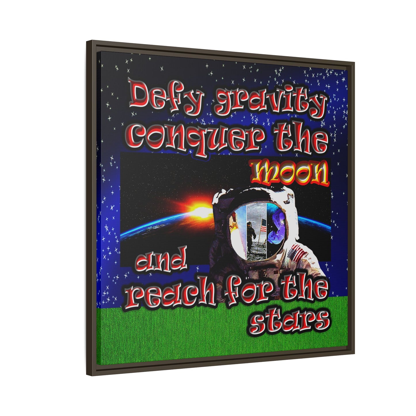 defy conquer reach - framed canvas art ('snoops' background)