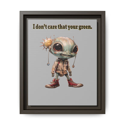 I don't care that your green - framed canvas art (light grey)