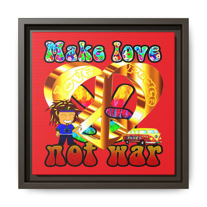 love peace - framed canvas art (red)