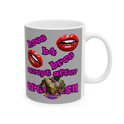 hoes b4 bros - White Mug (light grey)