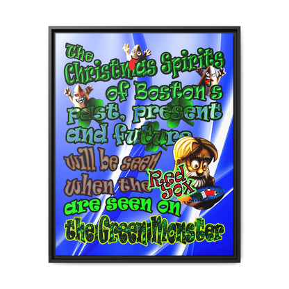 christmas spirits of boston - framed canvas art (blue-white wave)