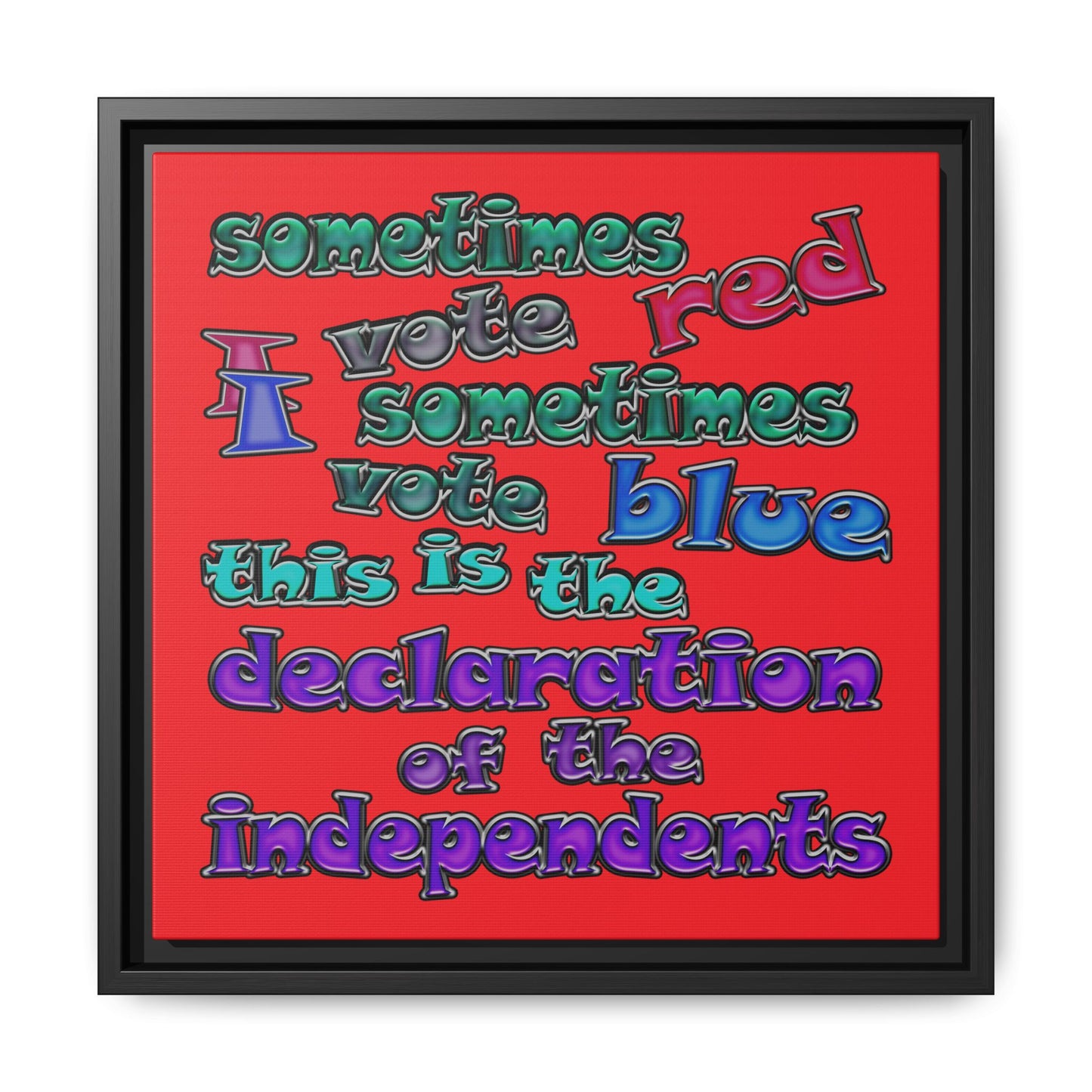 declaration of the independents - framed canvas art (red)