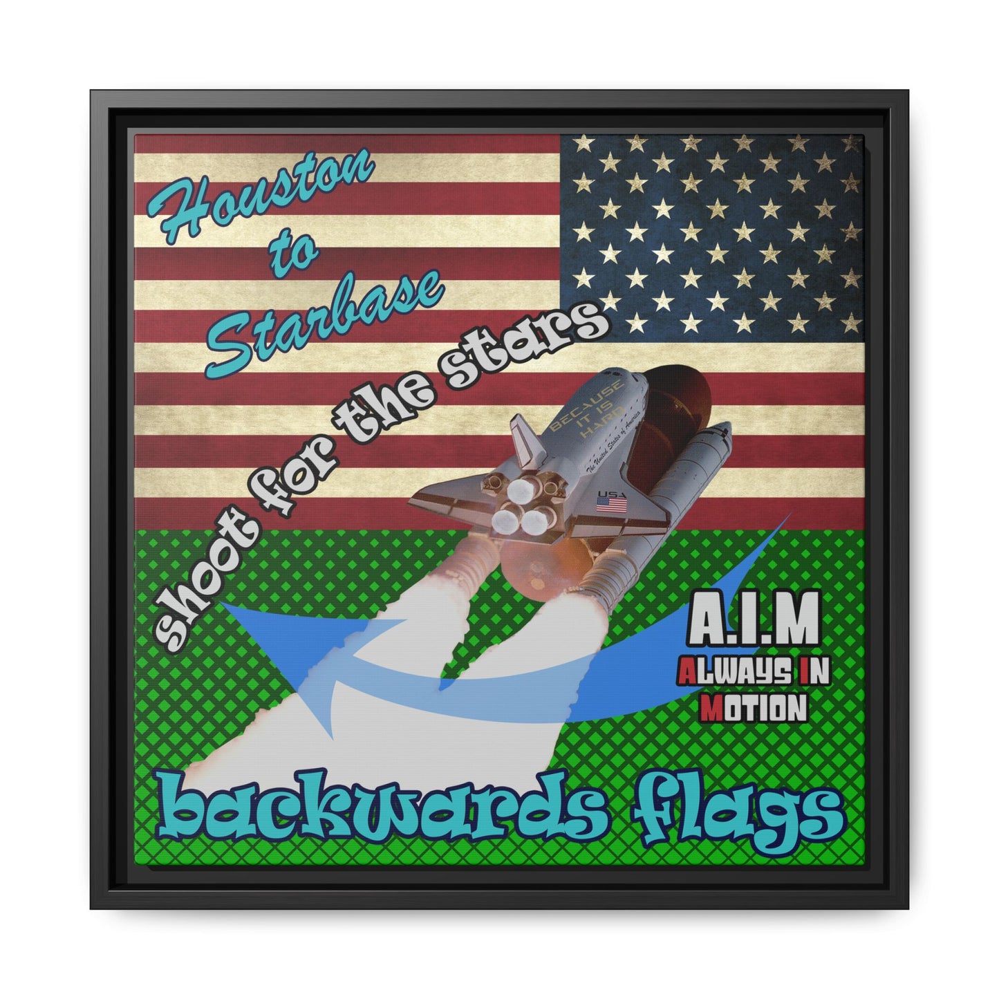 shoot for the stars - framed canvas art (logo green)