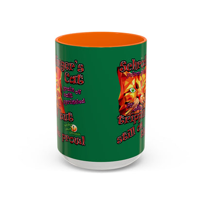 schrodinger's cat - Accent Mug (dark green)