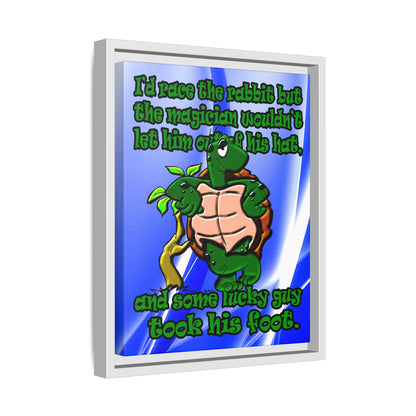turtle race - framed canvas art (blue-white wave)