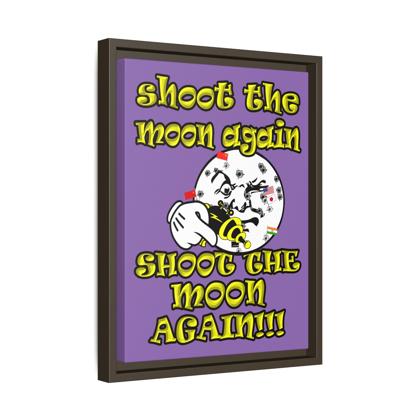 shoot the moon again - framed canvas art (light purple)