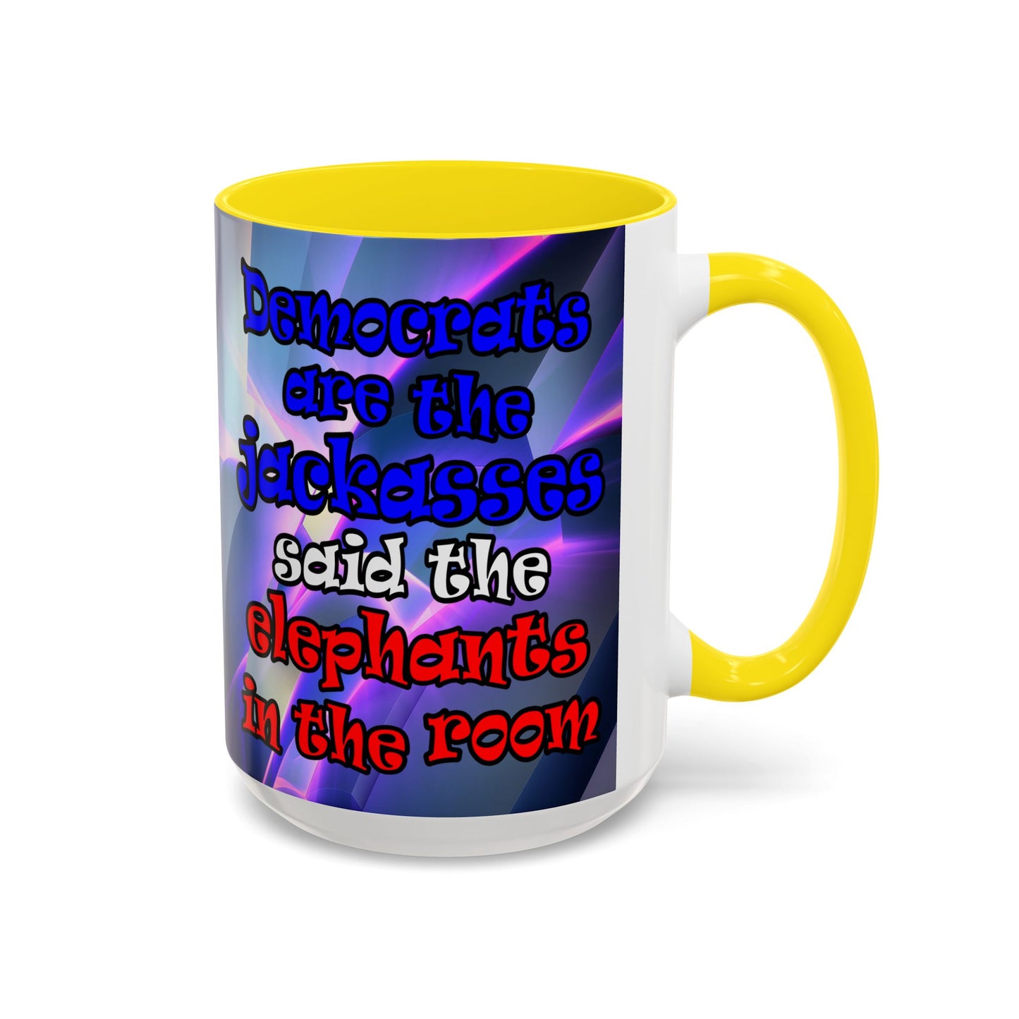 donkeys and elephants - Accent Mug (grey-pink wave)
