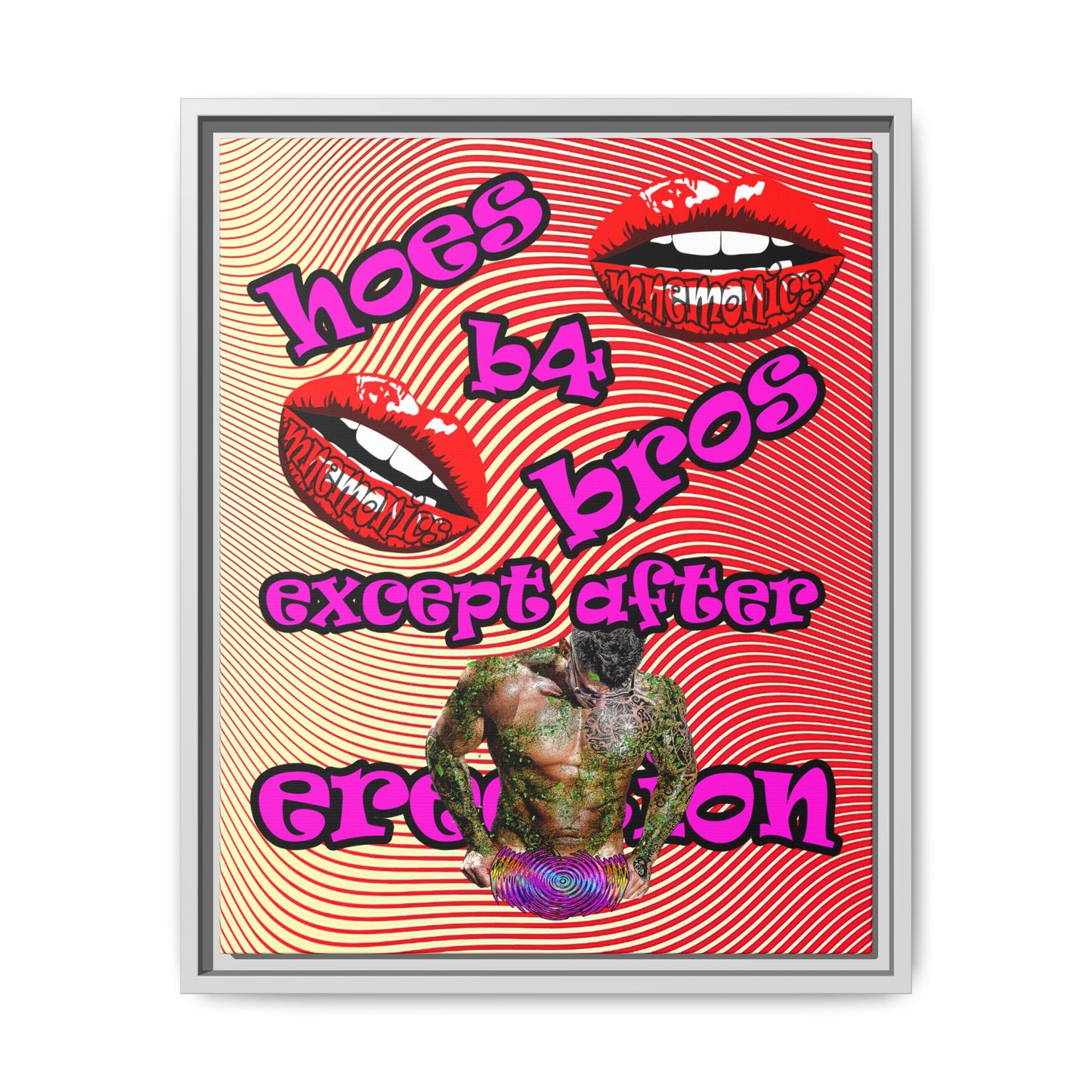 hoes b4 bros - framed canvas art (yellow-orange wave)