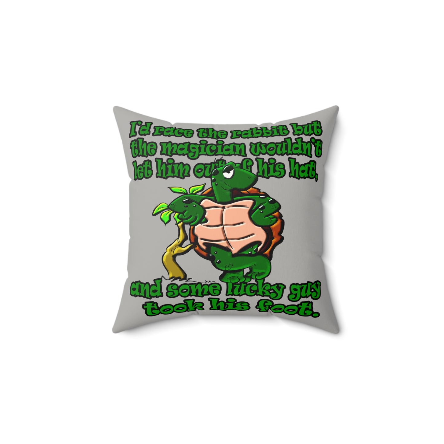 turtle race - Faux Suede Square Pillow - (light grey)