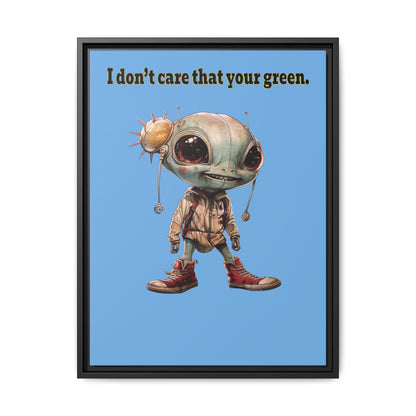 I don't care that your green - framed canvas art (light blue)