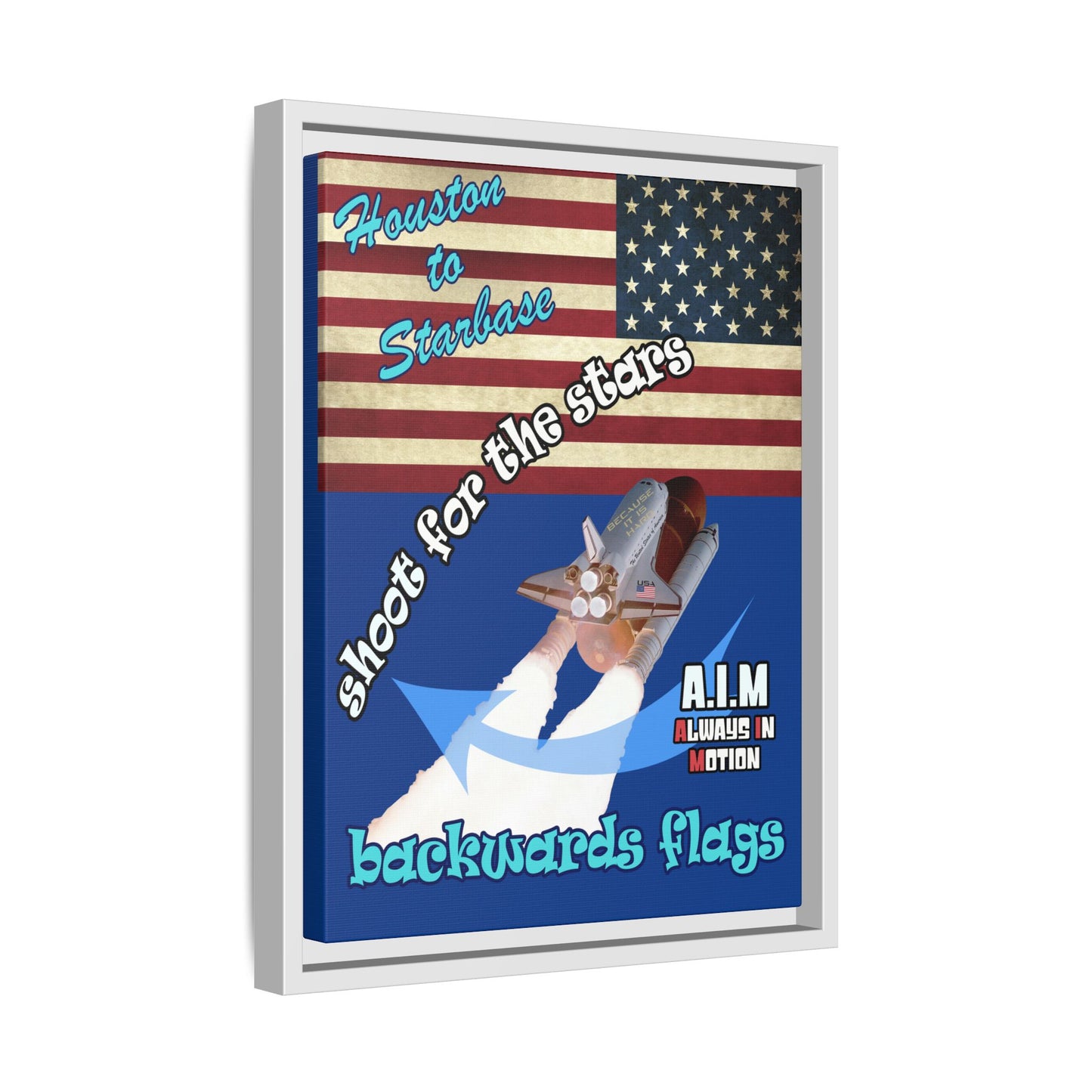 shoot for the stars - framed canvas art (dark blue)