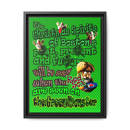 christmas spirits of boston - framed canvas art (logo green)