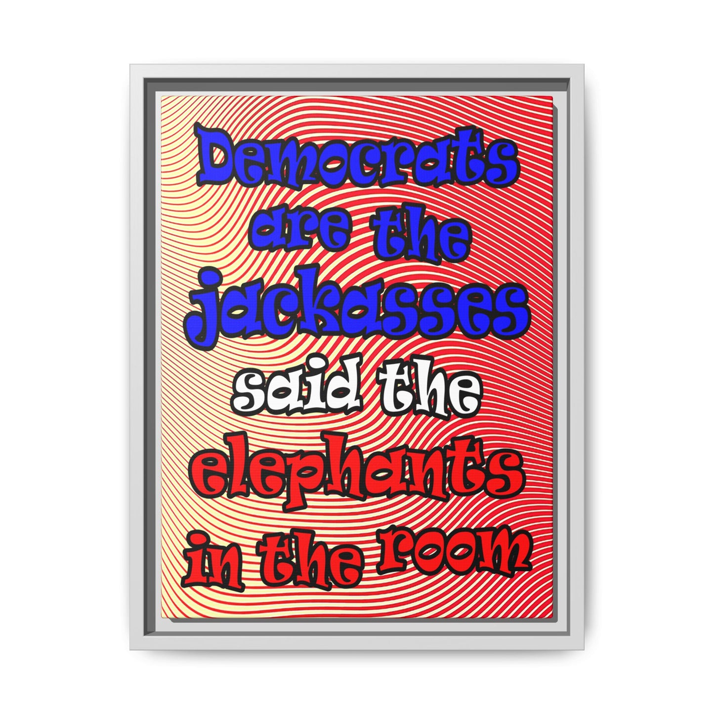 donkeys and elephants - framed canvas art (yellow-orange wave)