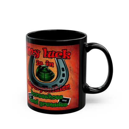 my luck - Black Mug (burnt orange)