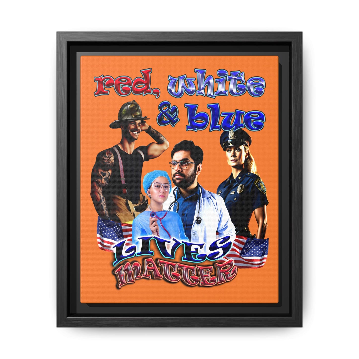 rw&b lives matter - framed canvas art (crusta)