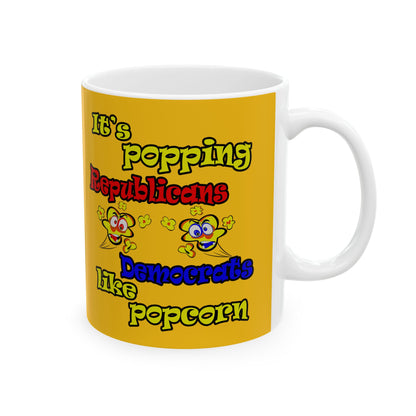 popping like popcorn - White Mug (yellow)