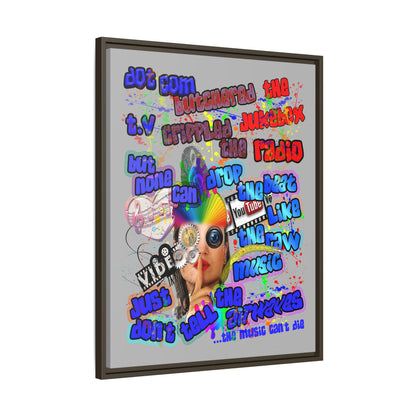 drop the beat - framed canvas art (light grey)