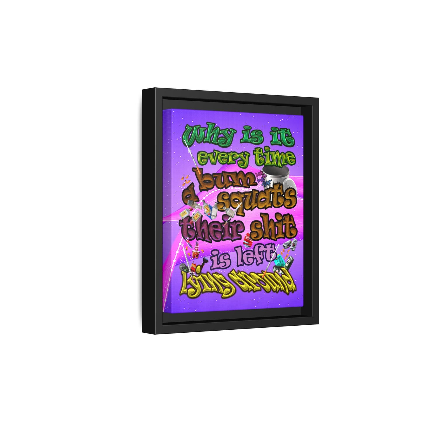 the bum's shit - framed canvas art (purple-pink wave)
