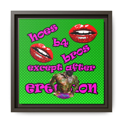 hoes b4 bros - framed canvas art (logo green)
