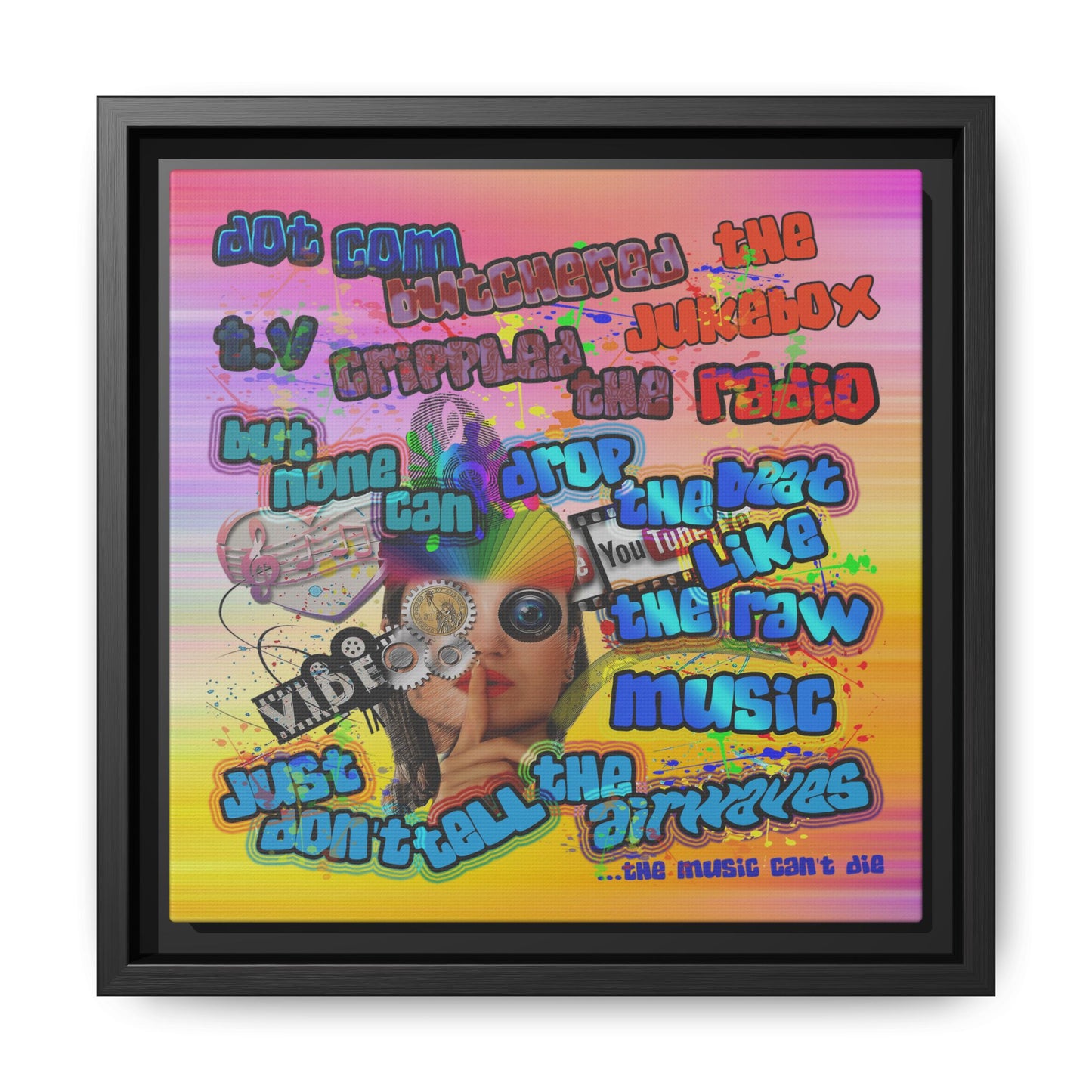 drop the beat - framed canvas art (color blur)