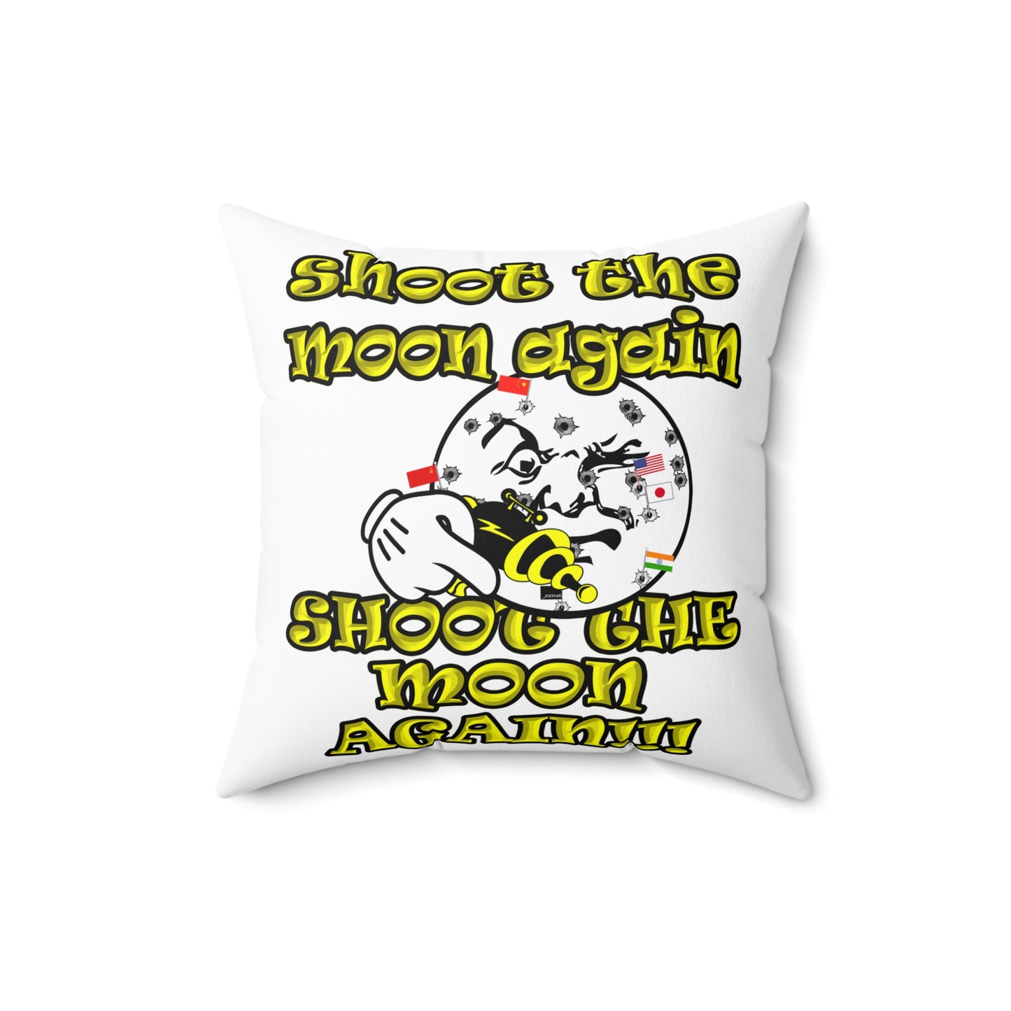 shoot the moon again - Spun Polyester Square Pillow - (white)