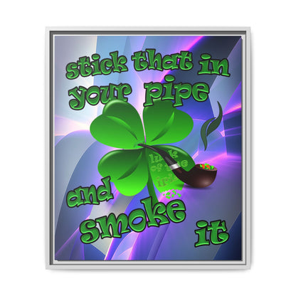 stick that in your pipe and smoke it - framed canvas art (grey-pink wave)
