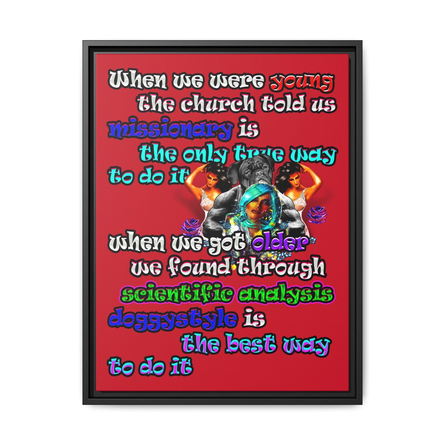 doggystyle - framed canvas art (dark red)
