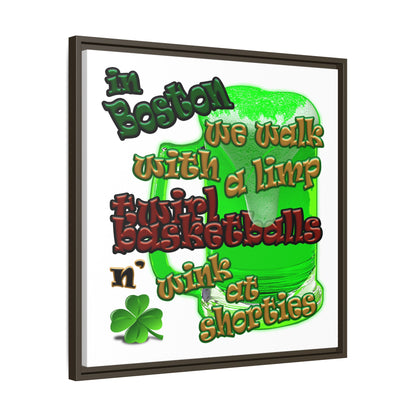 celtics logo - framed canvas art (white)