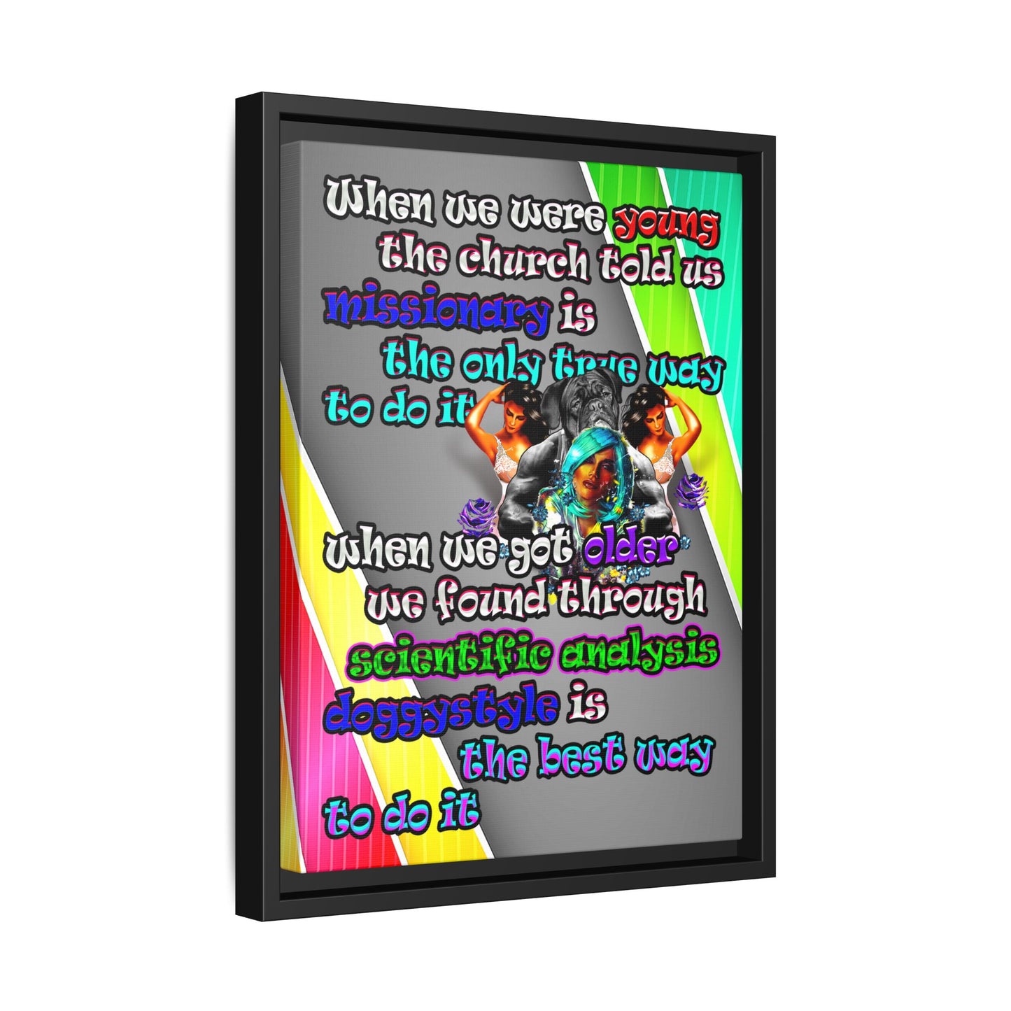 doggystyle - framed canvas art (rainbow split)
