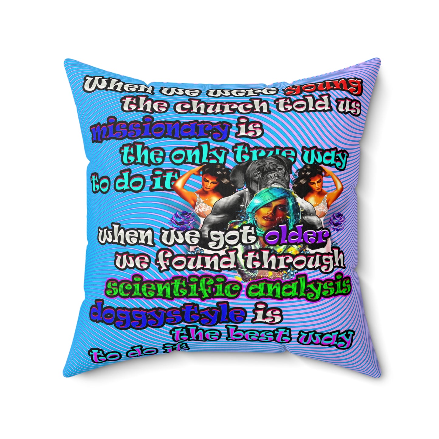 doggystyle - Faux Suede Square Pillow - (light blue-purple wave)