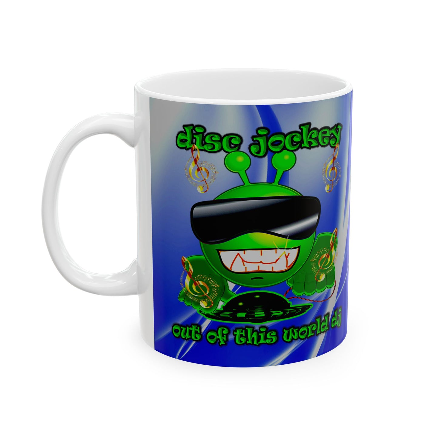 disc jockey - White Mug (blue-white wave)