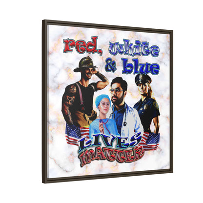 rw&b lives matter - framed canvas art (white marble)
