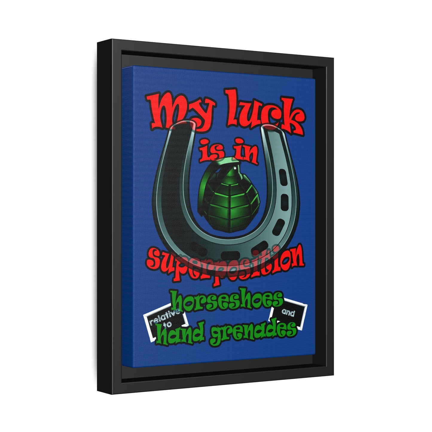 my luck - framed canvas art (dark blue)