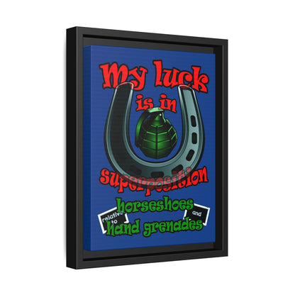 my luck - framed canvas art (dark blue)