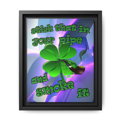 stick that in your pipe and smoke it - framed canvas art (grey-pink wave)
